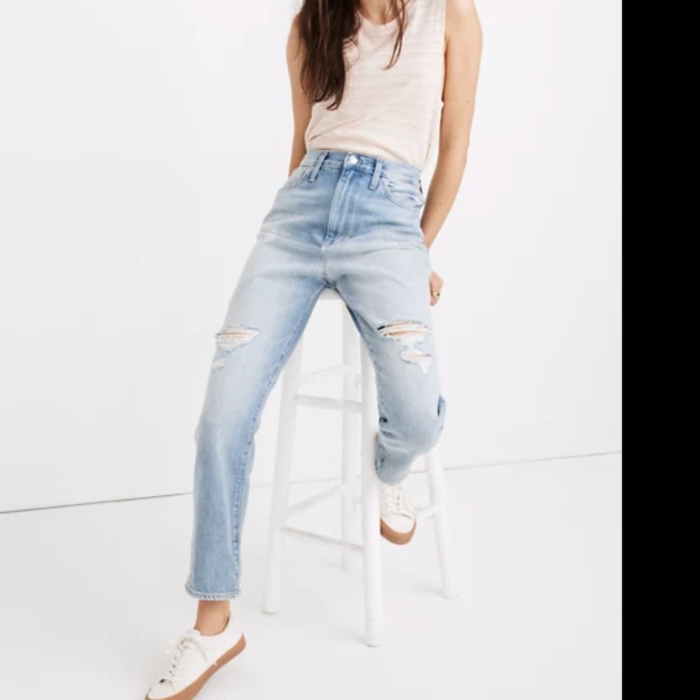 Madewell The Momjean Distressed Madewell Gilford Light Wash Size 30 - Picture 1 of 8